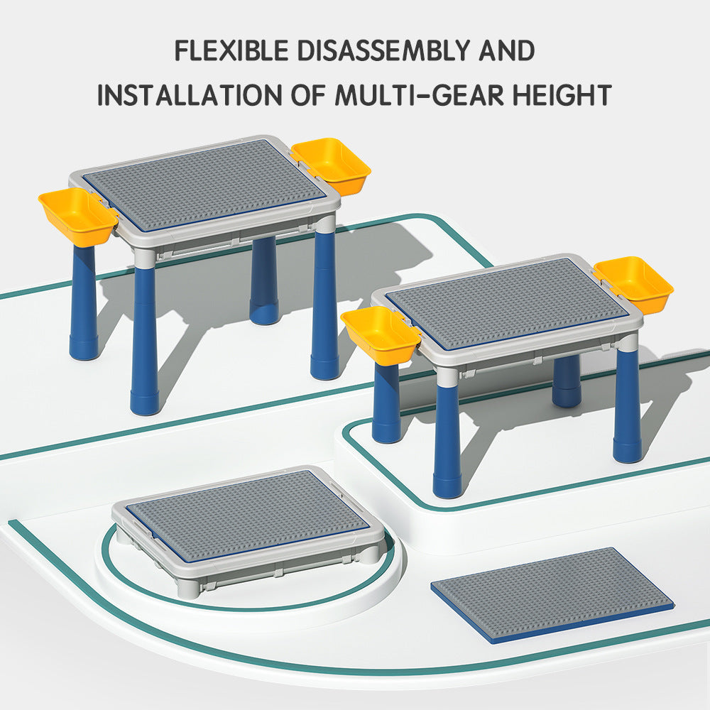 5-in-1 Multi-Function Building & Drawing Table Set with 88 Large Blocks | طاولة الألعاب والبناء متعددة الوظائف 5 في 1 مع 88 قطعة ليجو كبيرة وكرسي