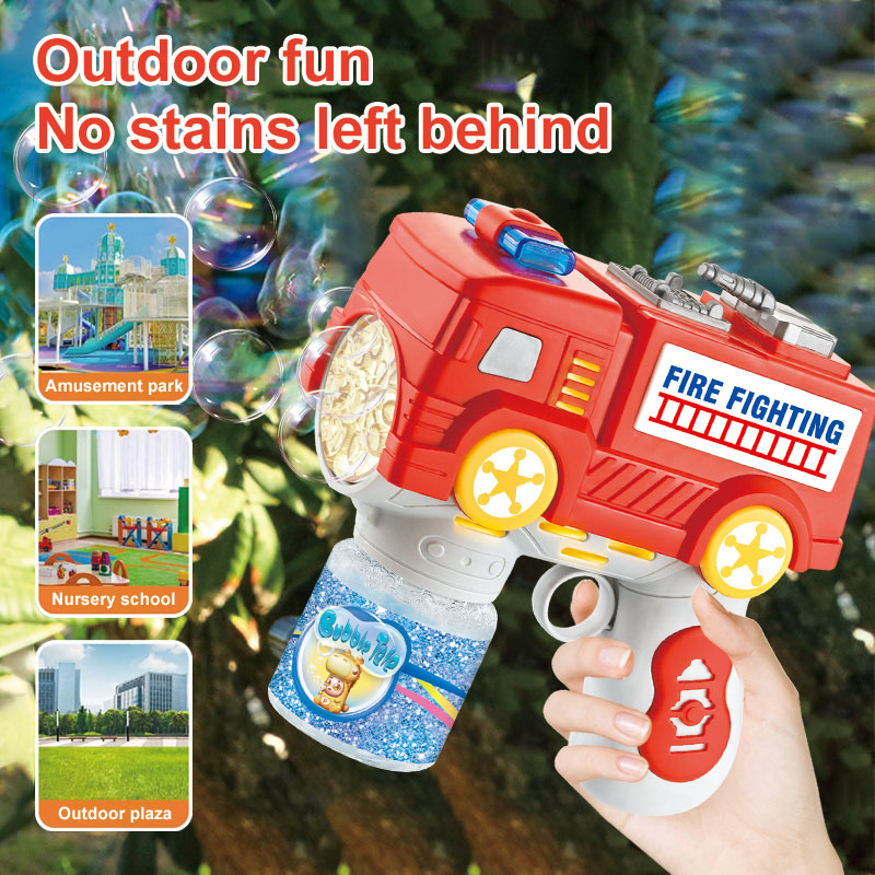 Fire Truck Bubble Gun - Lights & Sirens Flash Bubble Blower Toy | مسدس فقاعات سيارة الإطفاء التفاعلي