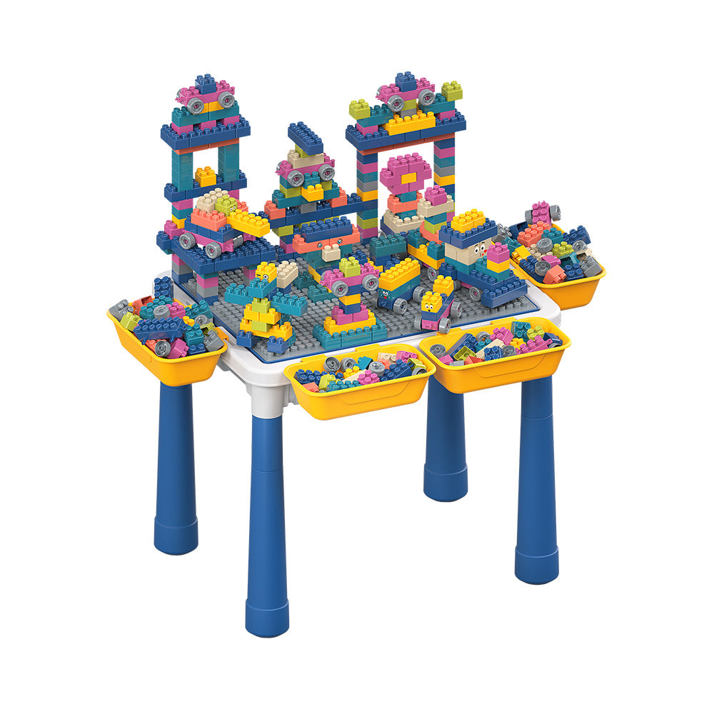 5-in-1 Multi-Function Building & Drawing Table Set with 88 Large Blocks | طاولة الألعاب والبناء متعددة الوظائف 5 في 1 مع 88 قطعة ليجو كبيرة وكرسي