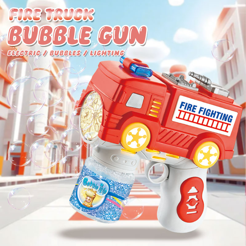 Fire Truck Bubble Gun - Lights & Sirens Flash Bubble Blower Toy | مسدس فقاعات سيارة الإطفاء التفاعلي