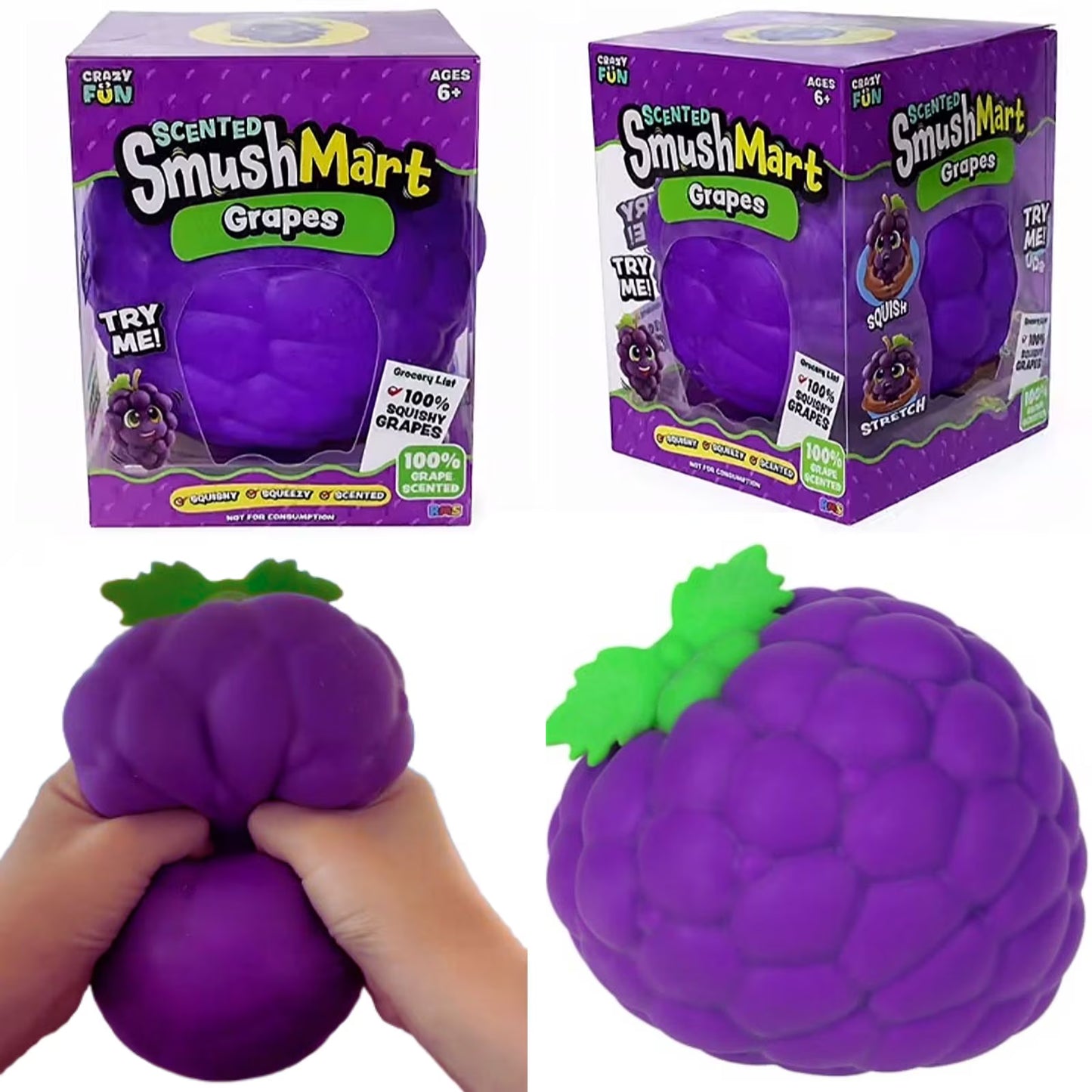 سكويشي فواكه عملاق – فراولة أو عنب – لعبة ضغط مضادة للتوتر (Giant Fruit Squishy)