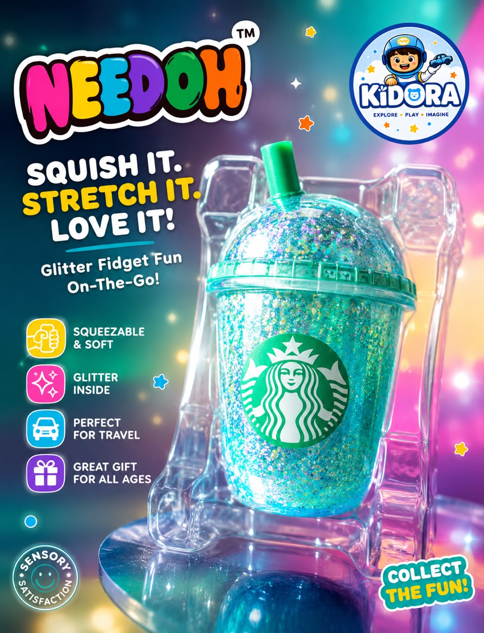 سكووشي كوب ستاربكس اللامع | Glitter Starbucks Cup Squishy – Sensory Toy
