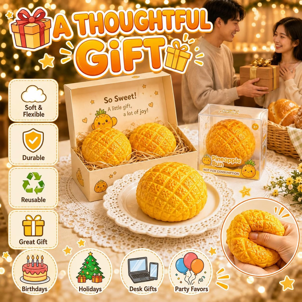 سكووشي توست الأناناس المقرمش | Crunchy Pineapple Toast Squishy Toy 🍍🍞