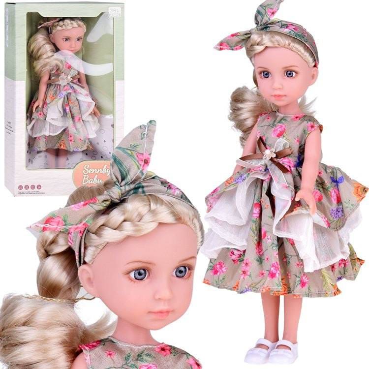 عروسة سيليكون كيوت بشعر أشقر وفستان زهور وردي | Cute Silicone Doll with Blonde Hair & Pink Floral Dress