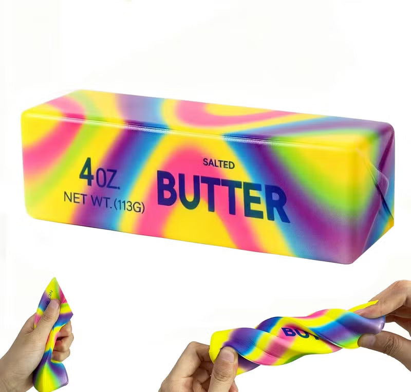 سكووشي الزبدة قوس قزح | Rainbow Butter Squishy – Soft Sensory Toy 🌈🧈