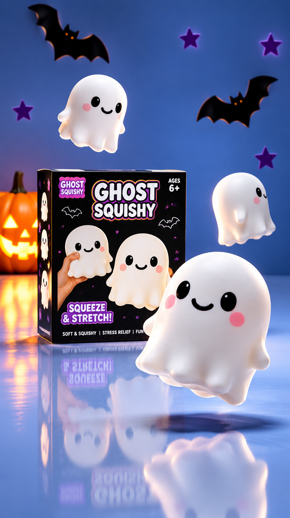 لعبة الشبح السكوشي لتخفيف التوتر | Ghost Squishy Stress Relief & Fidget Toy