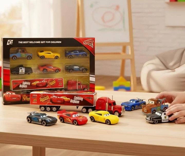 مجموعة سيارات كارس المعدنية للأطفال – سيارات شخصيات كرتونية بتصميم Die-Cast | Cars Die-Cast Toy Car Set for Kids – Cartoon Character Miniature Metal Cars Collection