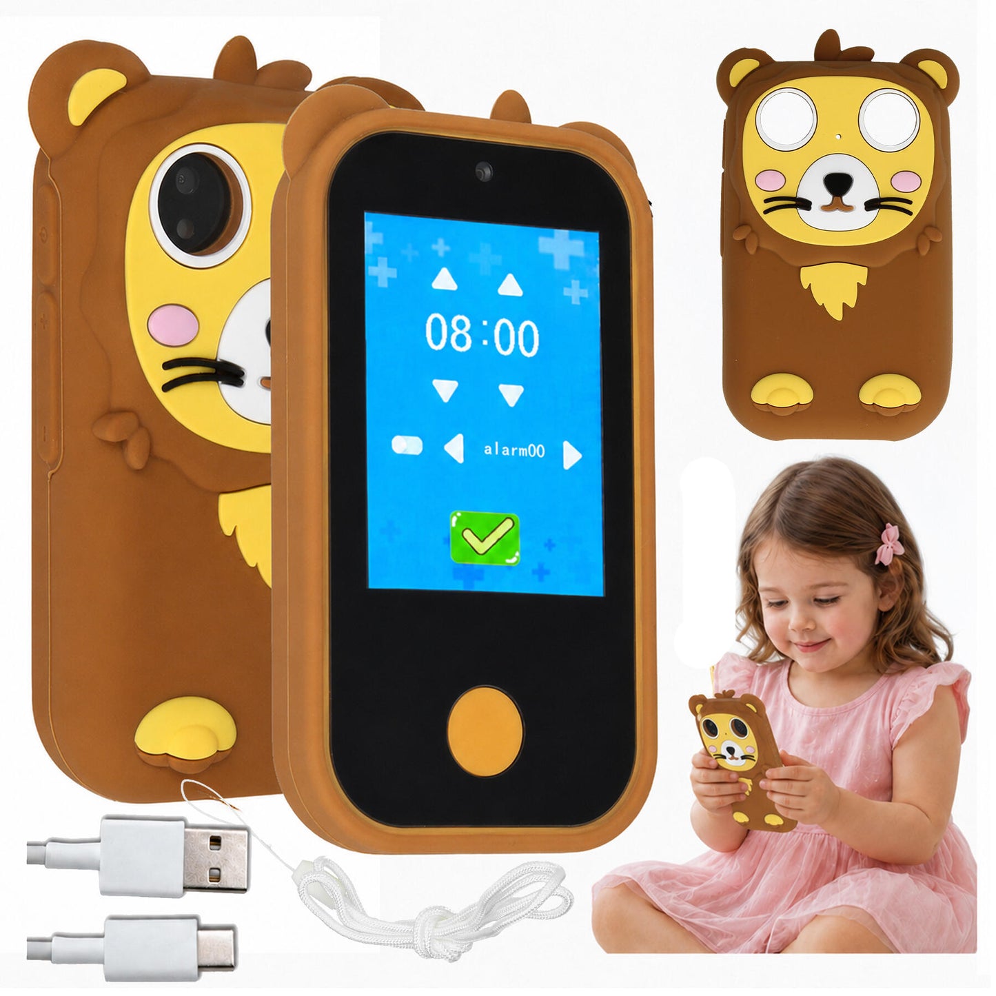 الهاتف الذكي للأطفال بتصميم الأسد | Lion Smart Kids Phone – Kids Toy 🦁📱