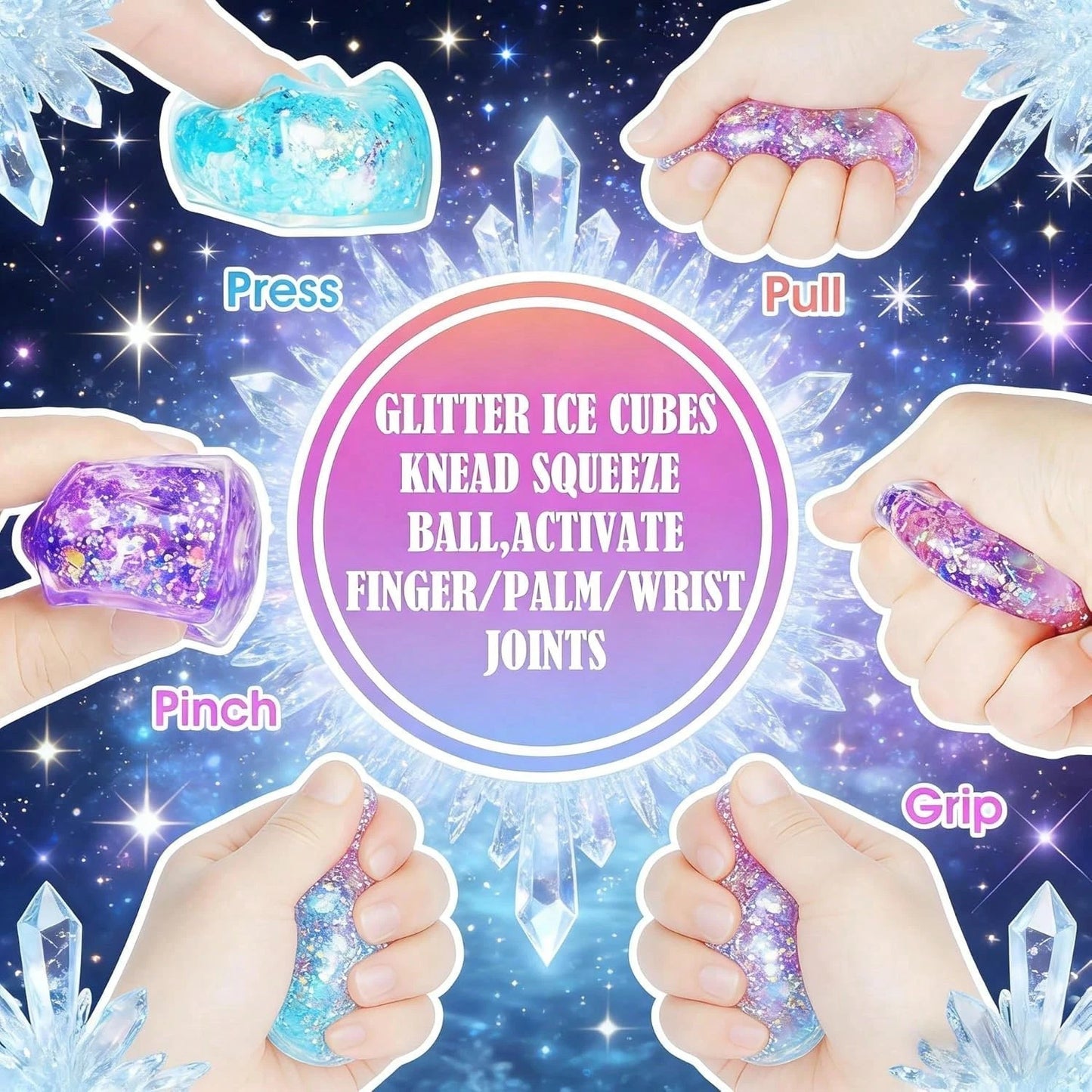 سكووشي مكعبات الجليتر | Glitter Cube Squishy – Soft Sensory Toy ✨🧊